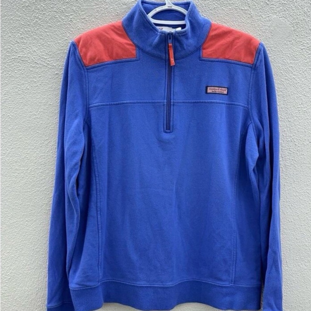 Vineyard Vines Mens Sweatshirt Size Large Blue Orange Pullover 1/4 Zip